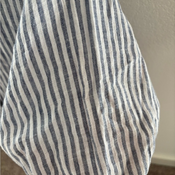 Coastal Aesthetic Navy and White Striped Button up Shirt in size extra small - Picture 3 of 6